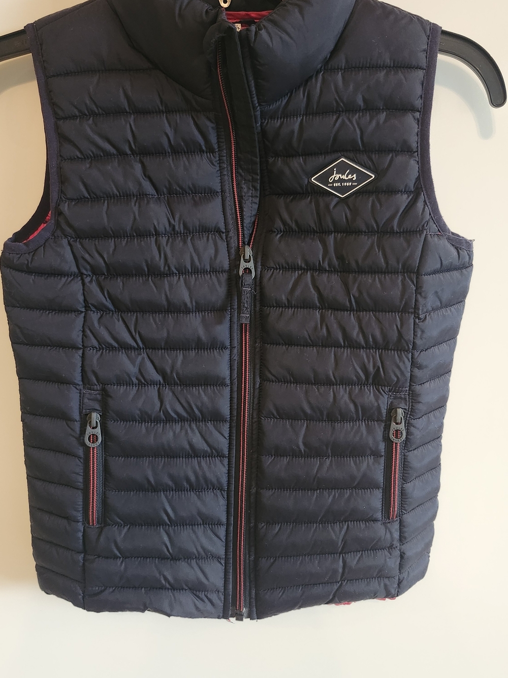 Joules Navy Quilted Kids Vest with Red Trim